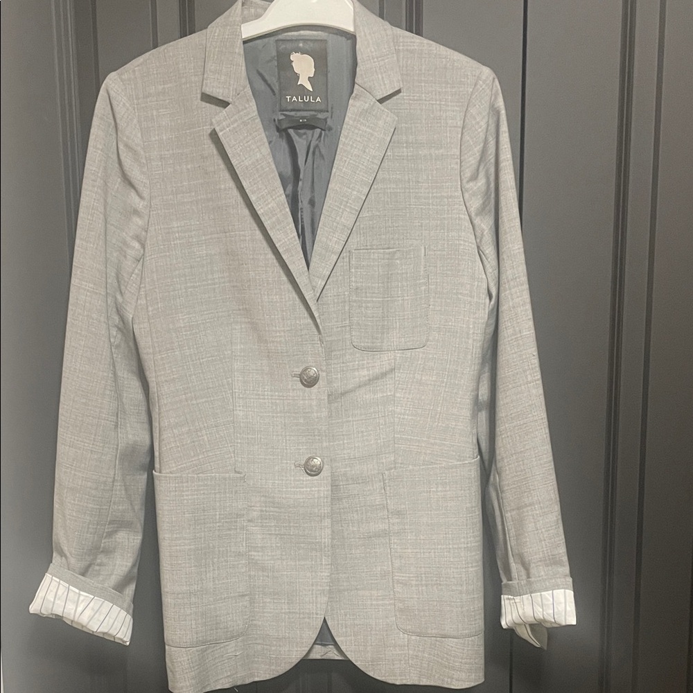 Talula Light Gray Checkered Blazer